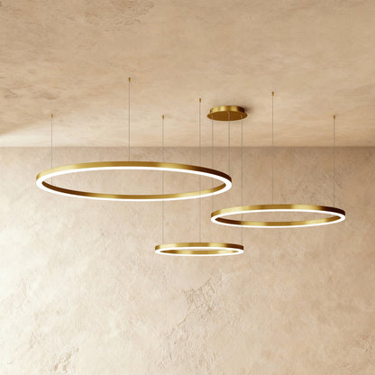 Modern Iron Chandelier Concentric Rings LED Detail
