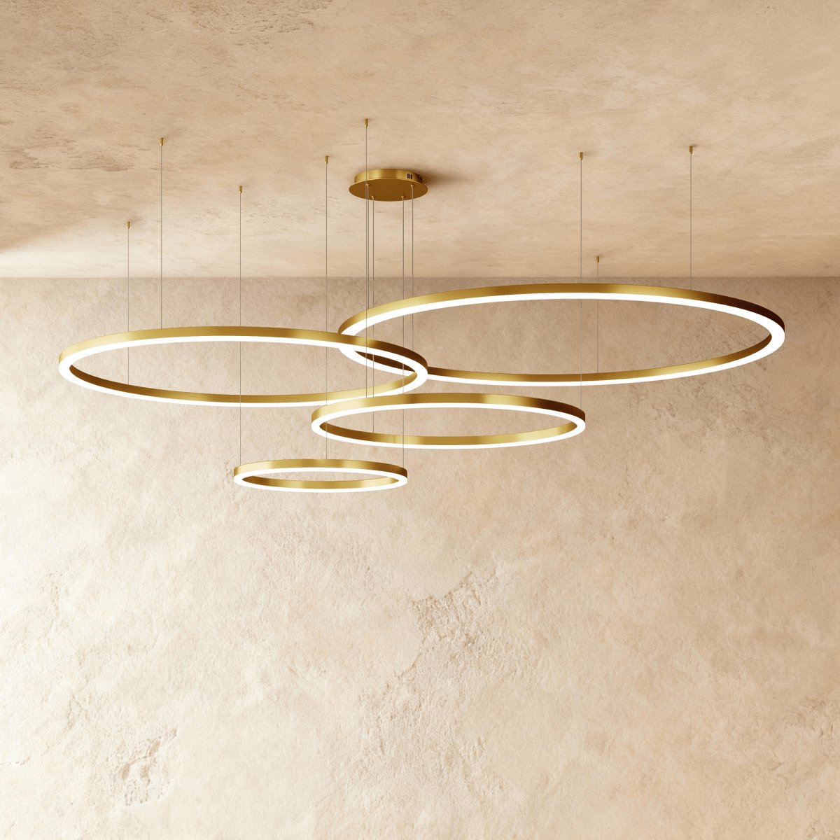 Modern Iron Chandelier Concentric Rings LED Front