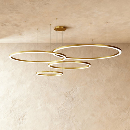 Modern Iron Chandelier Concentric Rings LED Front