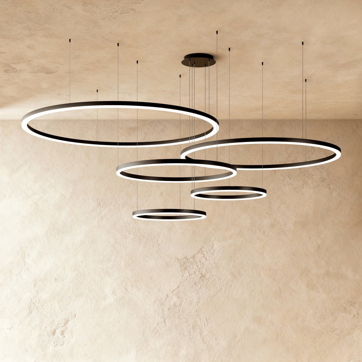 Modern Iron Chandelier Concentric Rings LED View 11