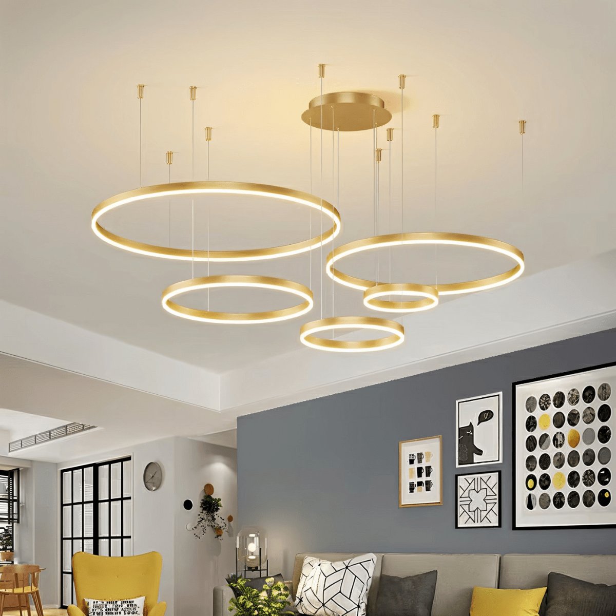 Modern Iron Chandelier Concentric Rings LED View 25