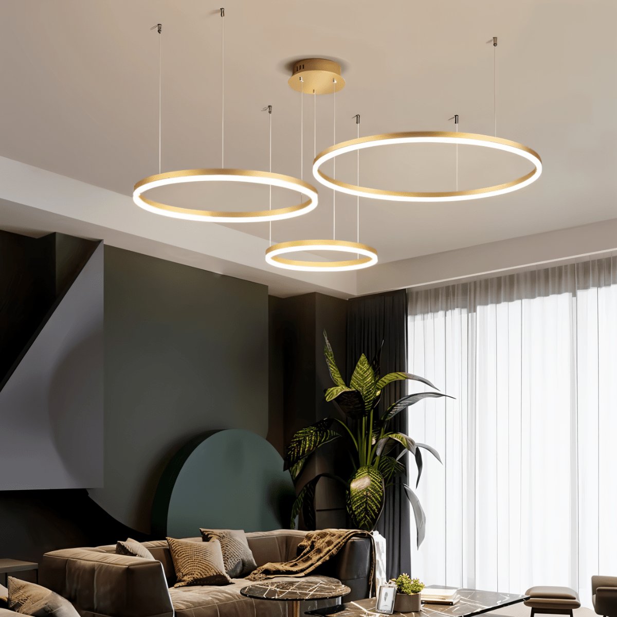 Modern Iron Chandelier Concentric Rings LED View 30