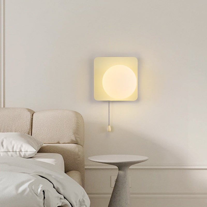 Modern Iron Glass Geometry Wall Sconce Globe Backplate Front
