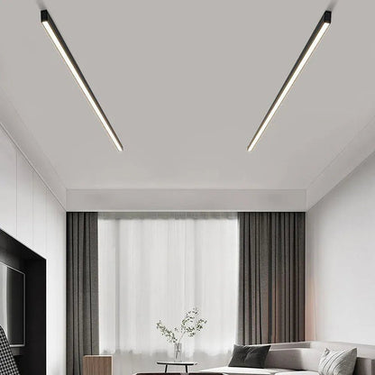 Modern Linear LED Pendant Flush Mount Light Slim Bar Full