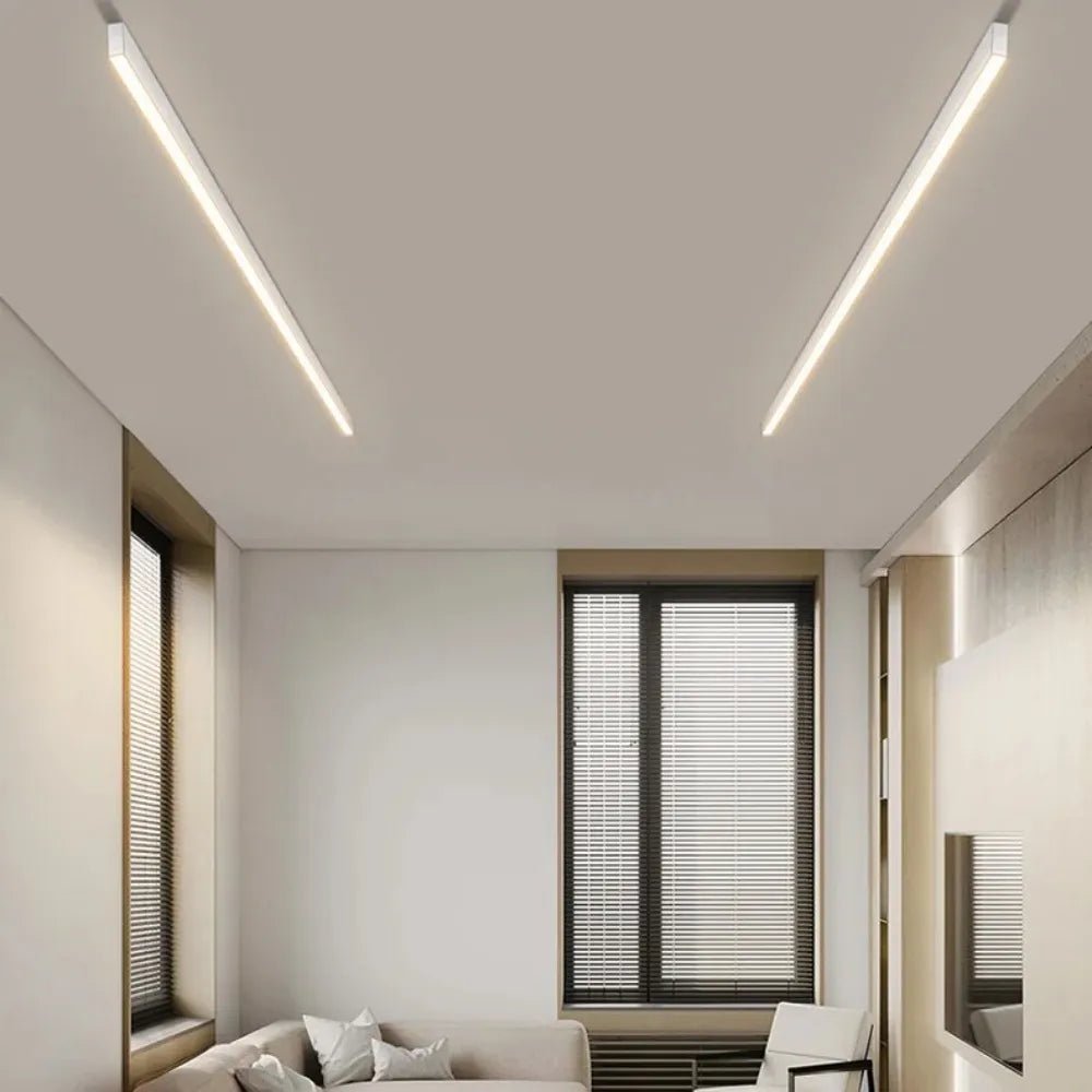 Modern Linear LED Pendant Flush Mount Light Slim Bar View 12