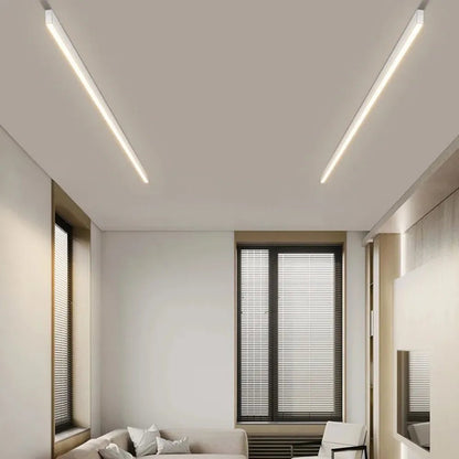 Modern Linear LED Pendant Flush Mount Light Slim Bar View 12