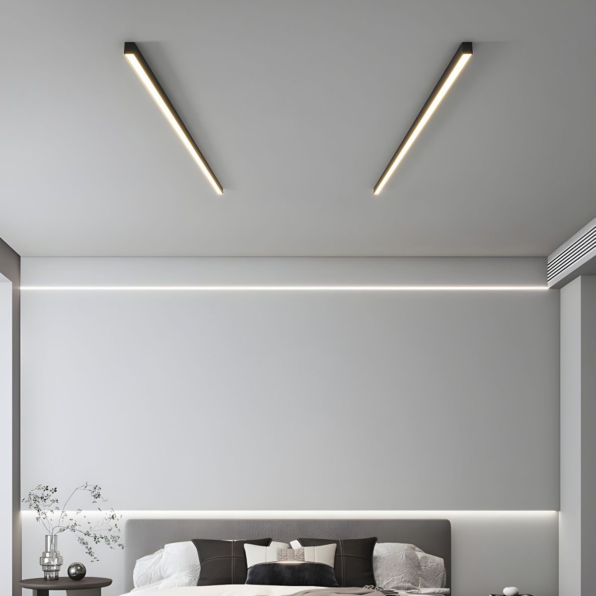 Modern Linear LED Pendant Flush Mount Light Slim Bar View 18