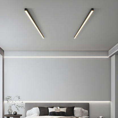 Modern Linear LED Pendant Flush Mount Light Slim Bar View 18
