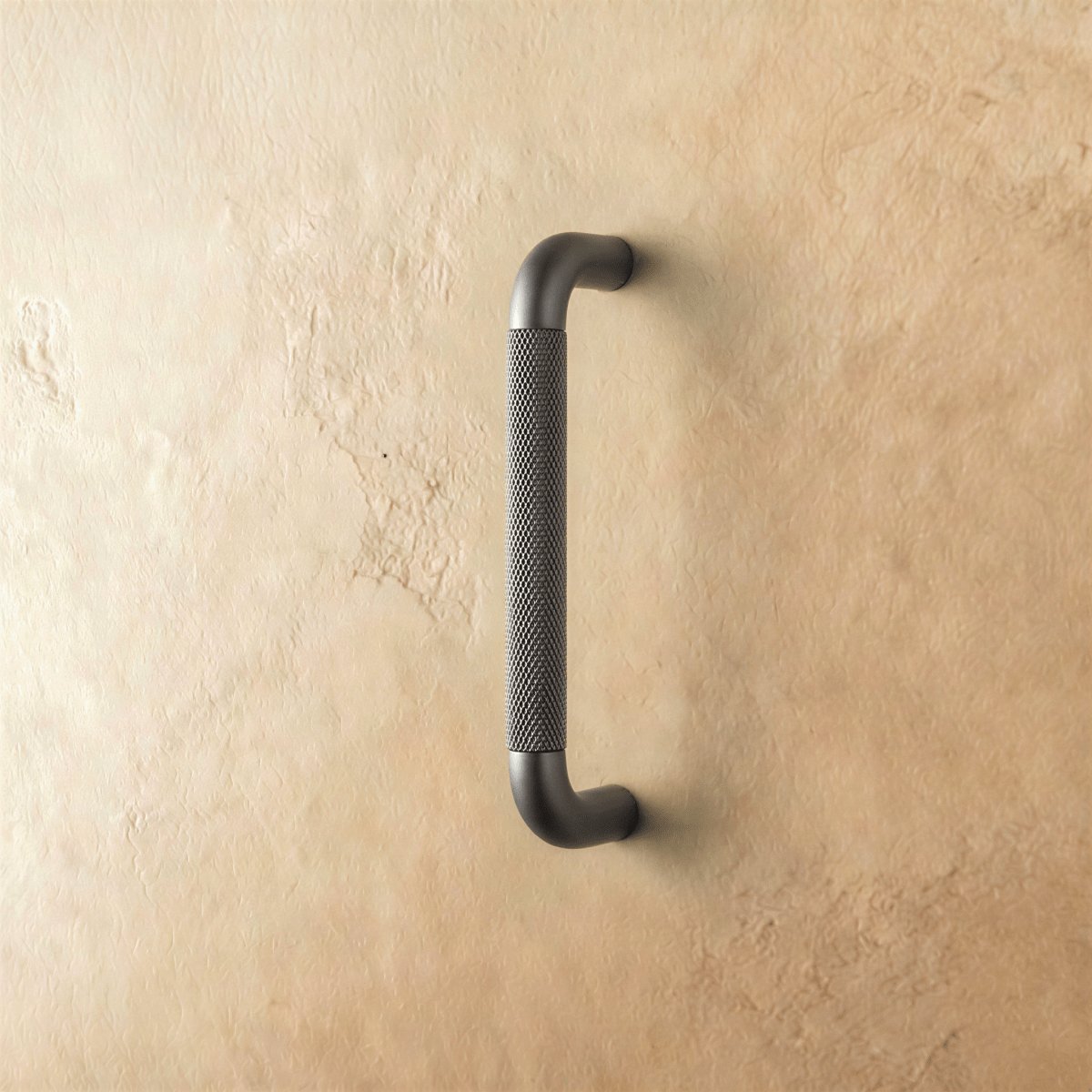 Modern Metal Cabinet Knob Pull Bar Knurled Close Up