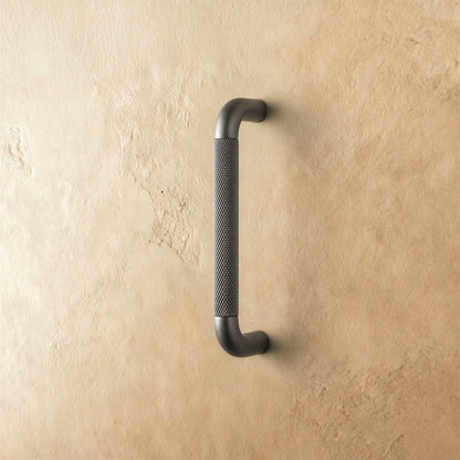 Modern Metal Cabinet Knob Pull Bar Knurled Close Up
