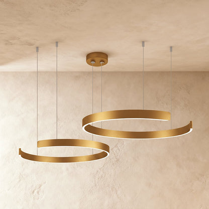 Modern Metal Chandelier LED Ring Halo Shape Close Up