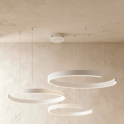 Modern Metal Chandelier LED Ring Halo Shape Side