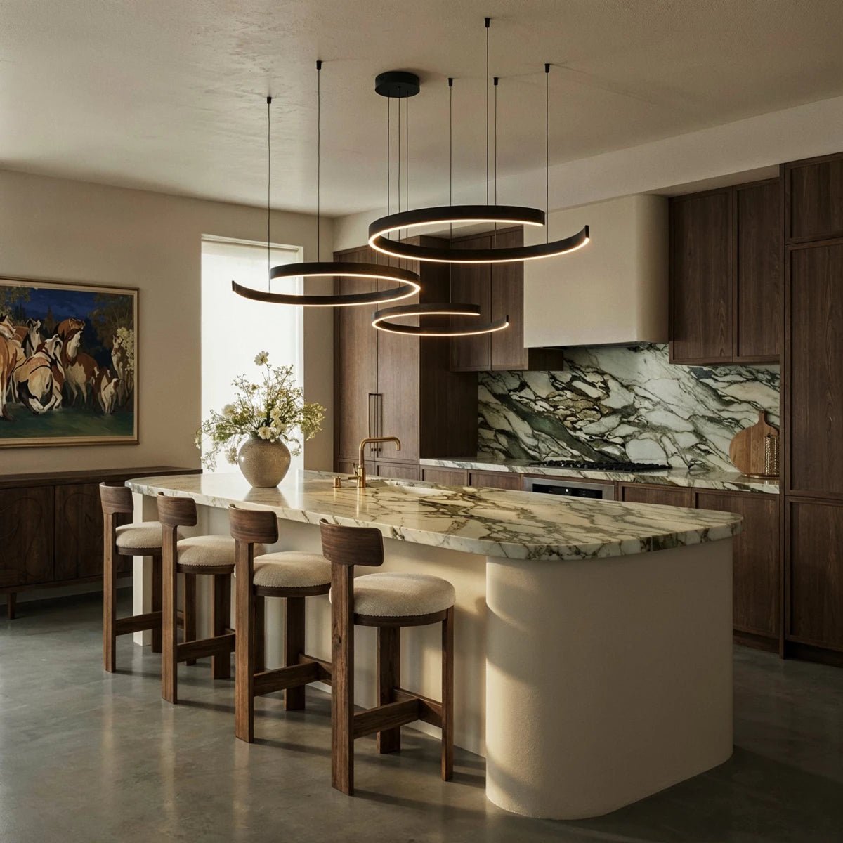 Modern Metal Chandelier LED Ring Halo Shape View 22