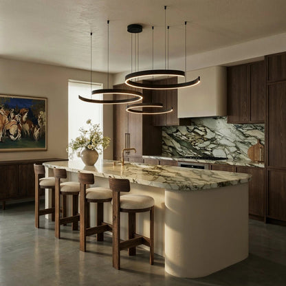 Modern Metal Chandelier LED Ring Halo Shape View 22