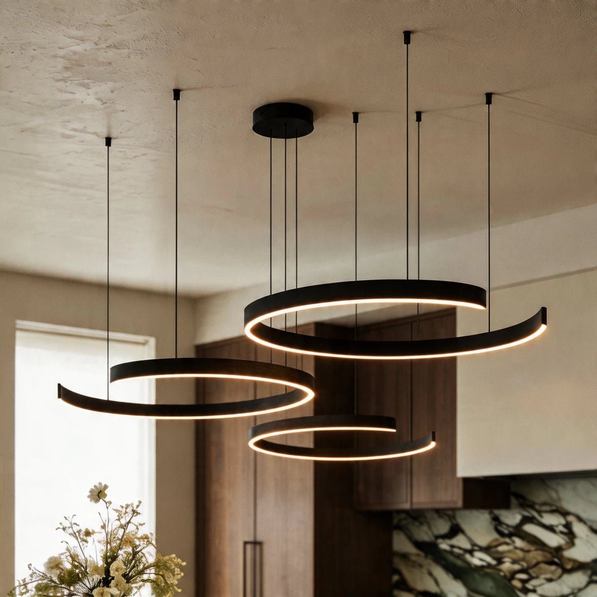 Modern Metal Chandelier LED Ring Halo Shape View 23