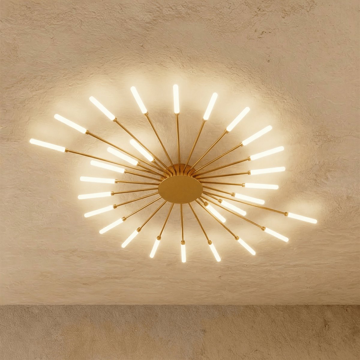 Modern Metal Chandelier Starburst Spoke Arms Angle