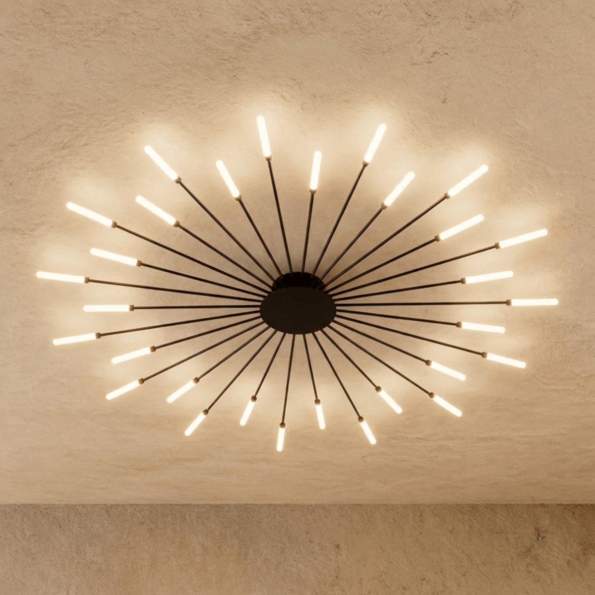 Modern Metal Chandelier Starburst Spoke Arms Back