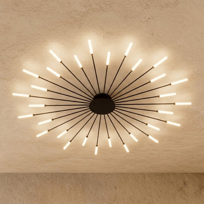 Modern Metal Chandelier Starburst Spoke Arms Back