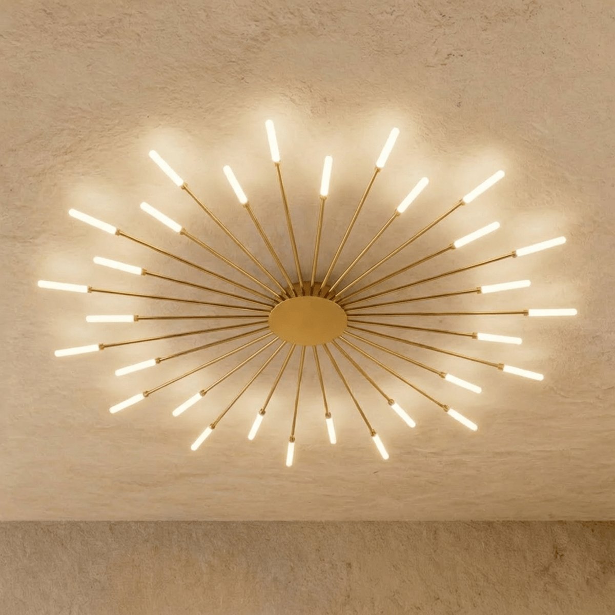Modern Metal Chandelier Starburst Spoke Arms Close Up