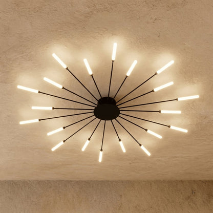Modern Metal Chandelier Starburst Spoke Arms Full