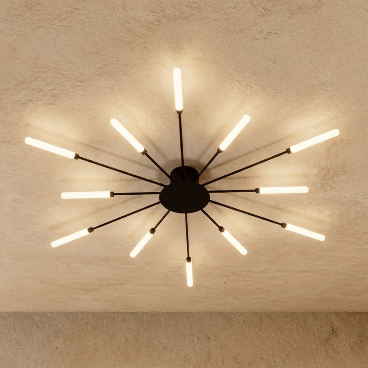 Modern Metal Chandelier Starburst Spoke Arms Hero