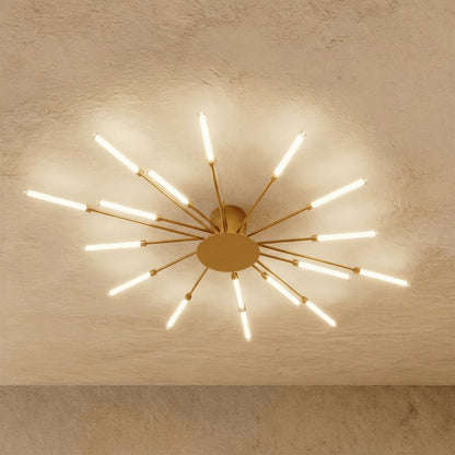 Modern Metal Chandelier Starburst Spoke Arms Side