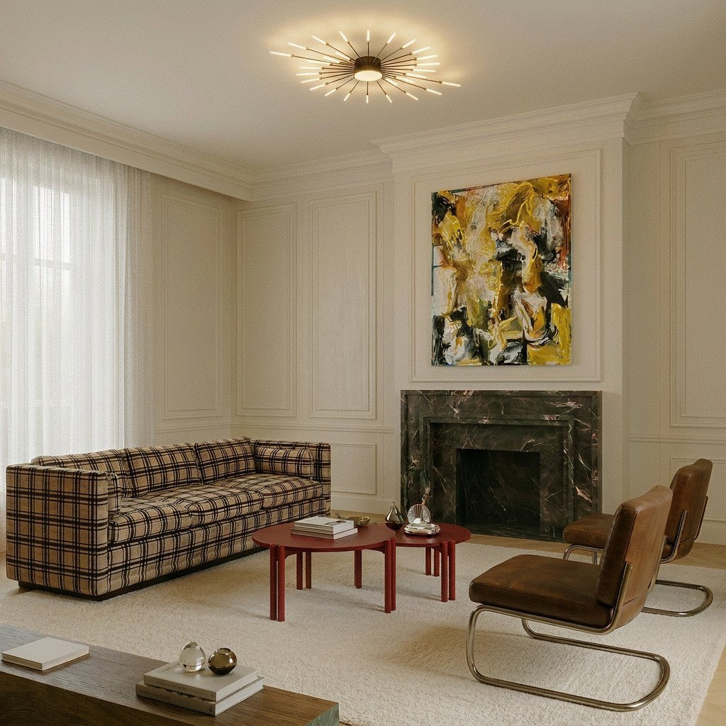Modern Metal Chandelier Starburst Spoke Arms View 26