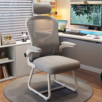 Modern Metal Ergonomic Mesh Desk Chair Sled Base Lifestyle