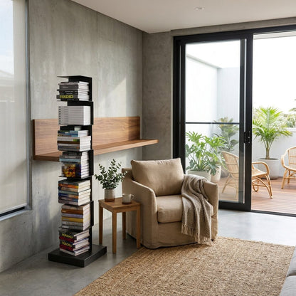 Modern Metal Floating Bookshelf Staggered Shelves Alternate