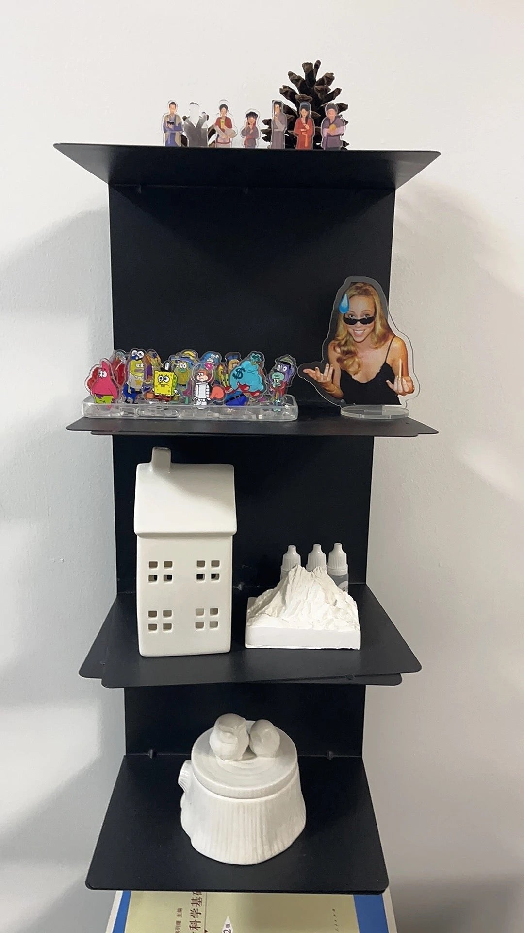 Modern Metal Floating Bookshelf Staggered Shelves Angle