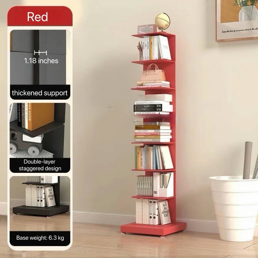 Modern Metal Floating Bookshelf Staggered Shelves Back