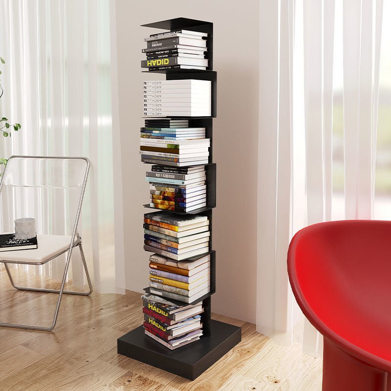 Modern Metal Floating Bookshelf Staggered Shelves Close Up