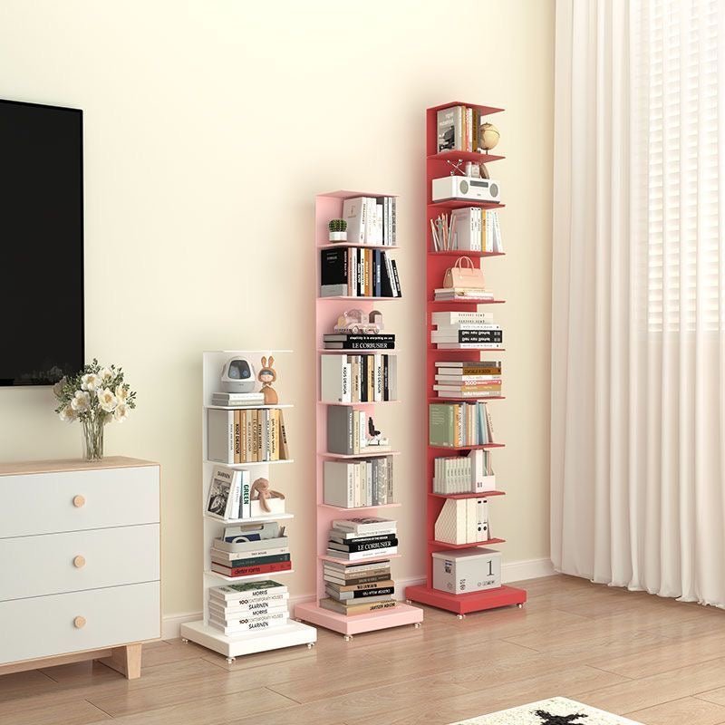 Modern Metal Floating Bookshelf Staggered Shelves Detail