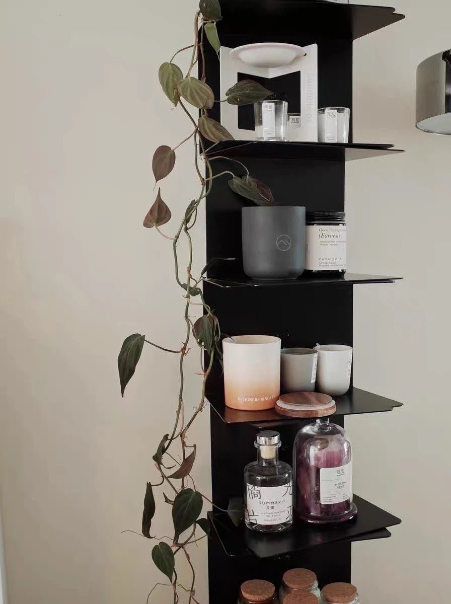 Modern Metal Floating Bookshelf Staggered Shelves Full