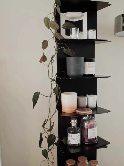 Modern Metal Floating Bookshelf Staggered Shelves Full