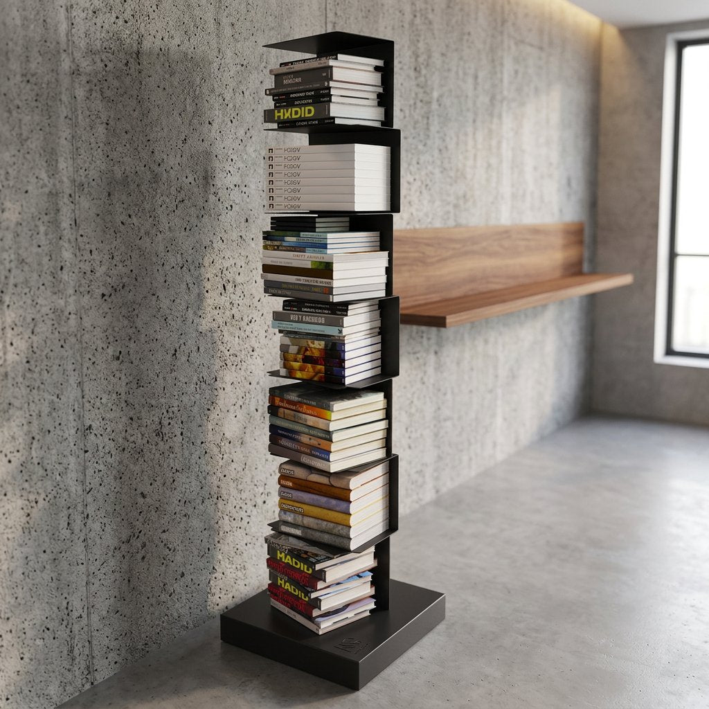 Modern Metal Floating Bookshelf Staggered Shelves Hero