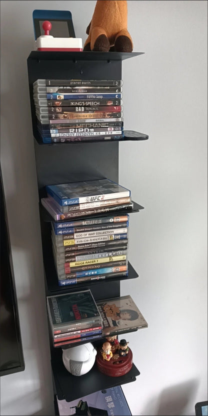Modern Metal Floating Bookshelf Staggered Shelves Lifestyle