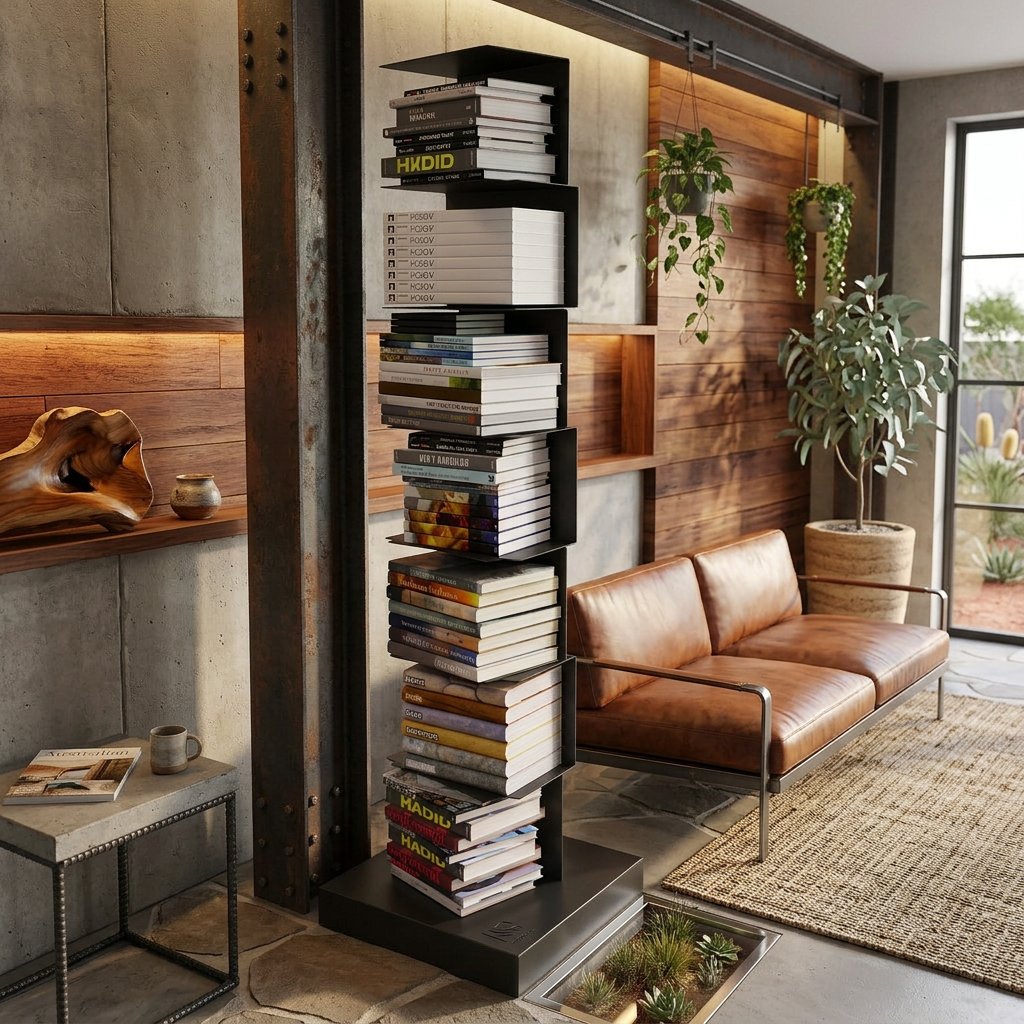 Modern Metal Floating Bookshelf Staggered Shelves View 11