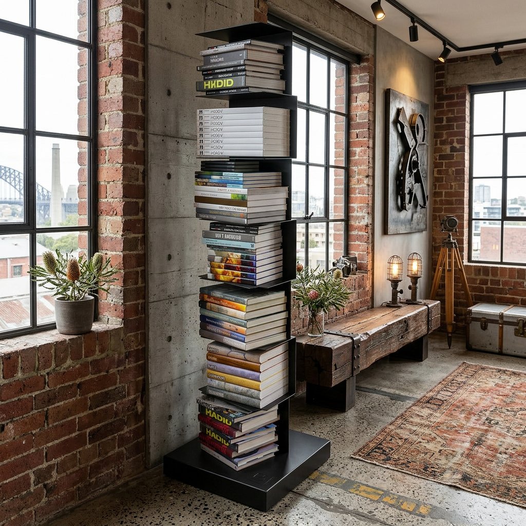 Modern Metal Floating Bookshelf Staggered Shelves View 13