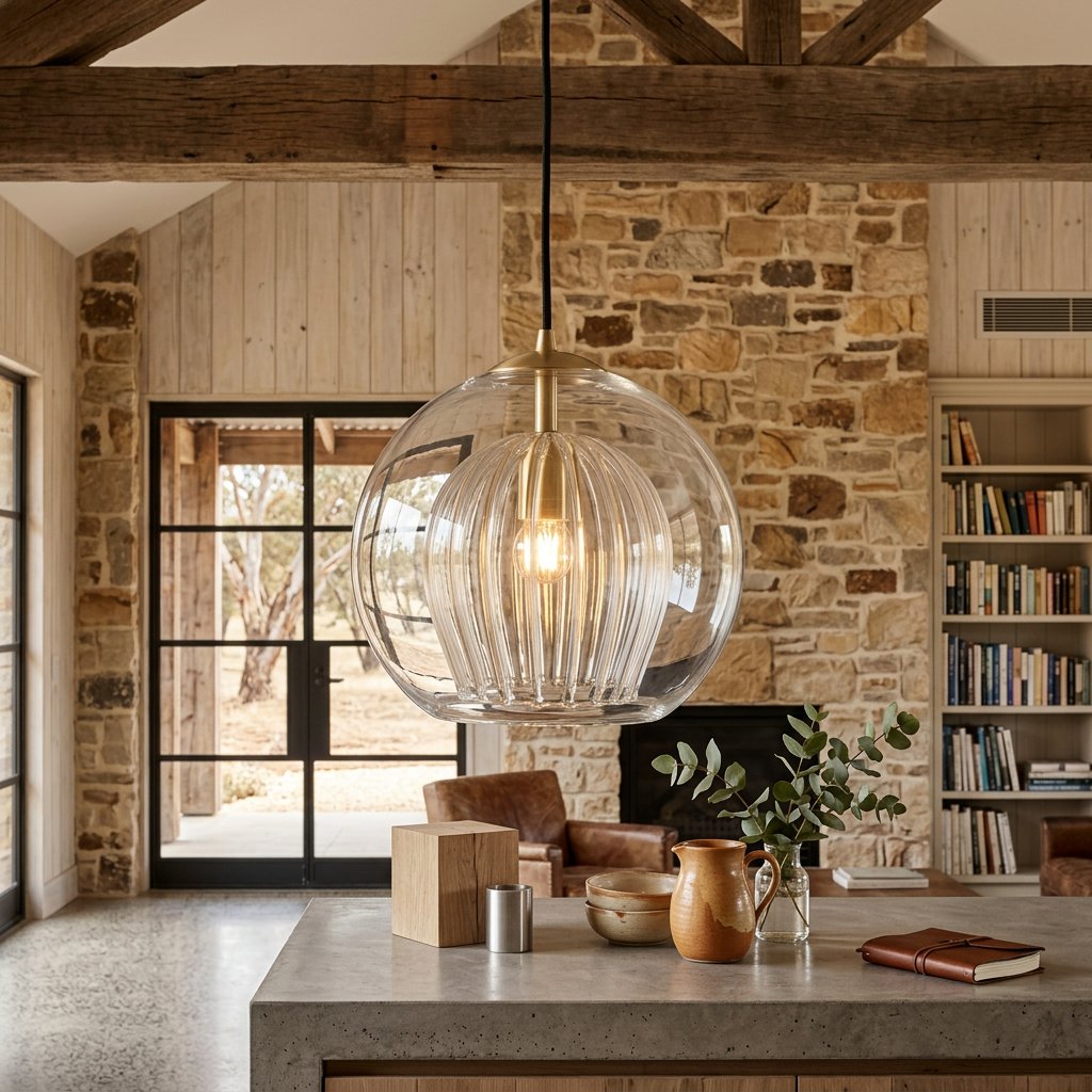 Modern Metal Glass Kitchen Pendant Light Double Globe Detail