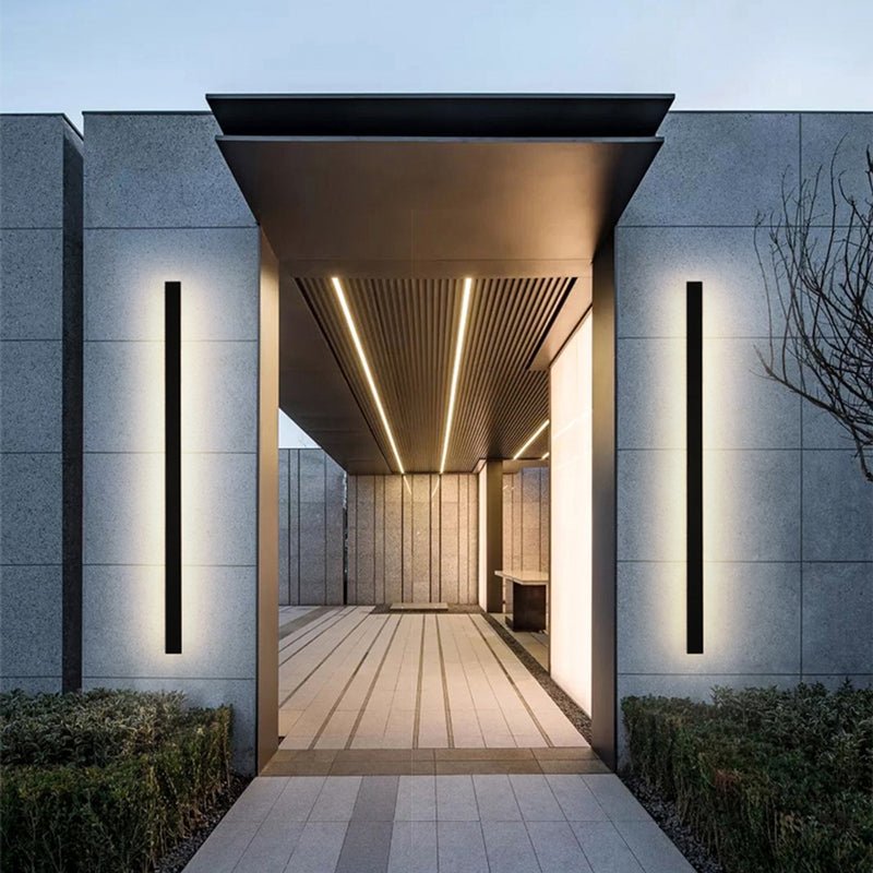 Modern Metal Outdoor Wall Lamp Linear LED Back