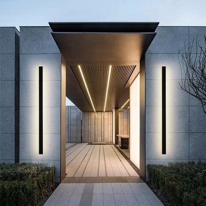 Modern Metal Outdoor Wall Lamp Linear LED Back