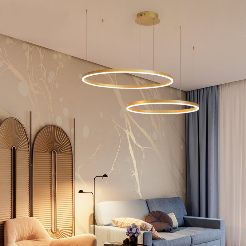Modern Metal Pendant Light Concentric Rings Detail