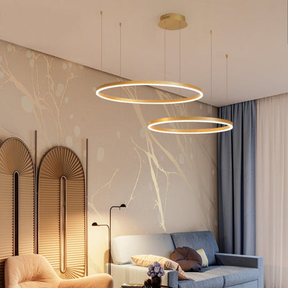 Modern Metal Pendant Light Concentric Rings Detail