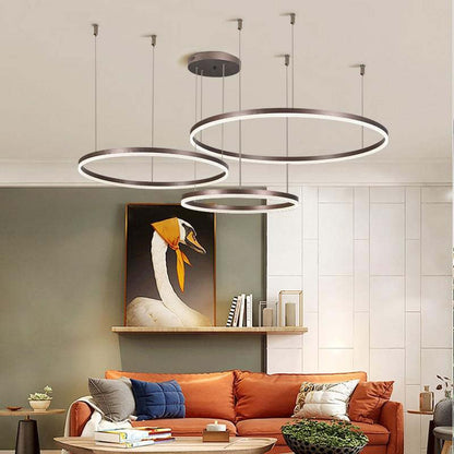 Modern Metal Pendant Light Concentric Rings Front