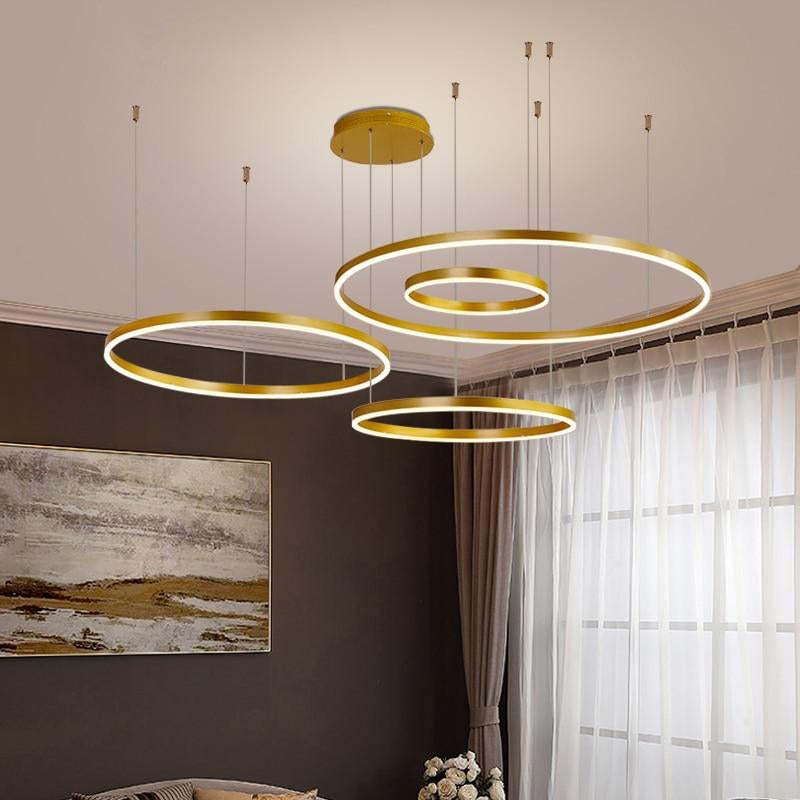 Modern Metal Pendant Light Concentric Rings Lifestyle