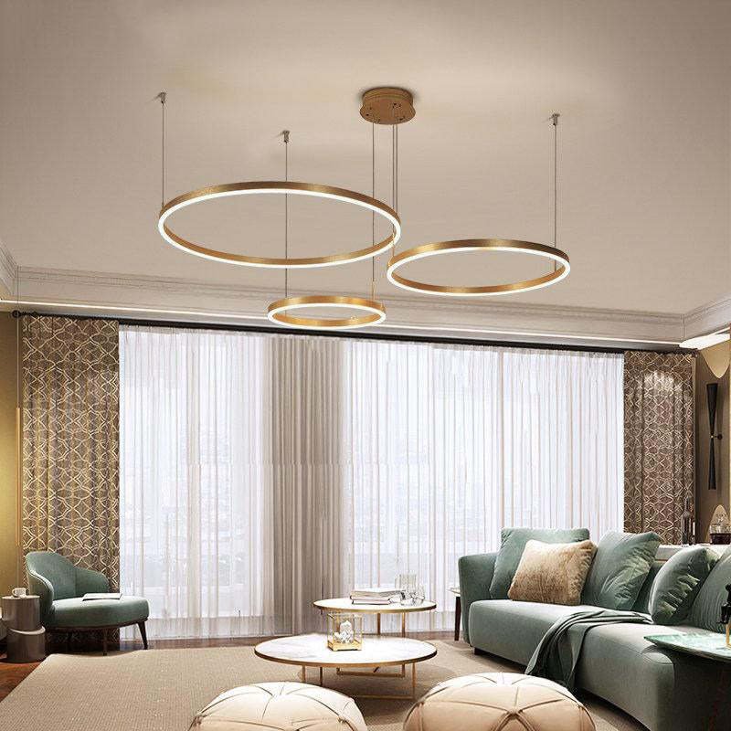 Modern Metal Pendant Light Concentric Rings Side