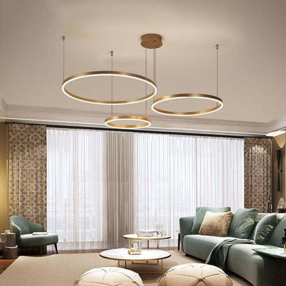 Modern Metal Pendant Light Concentric Rings Side