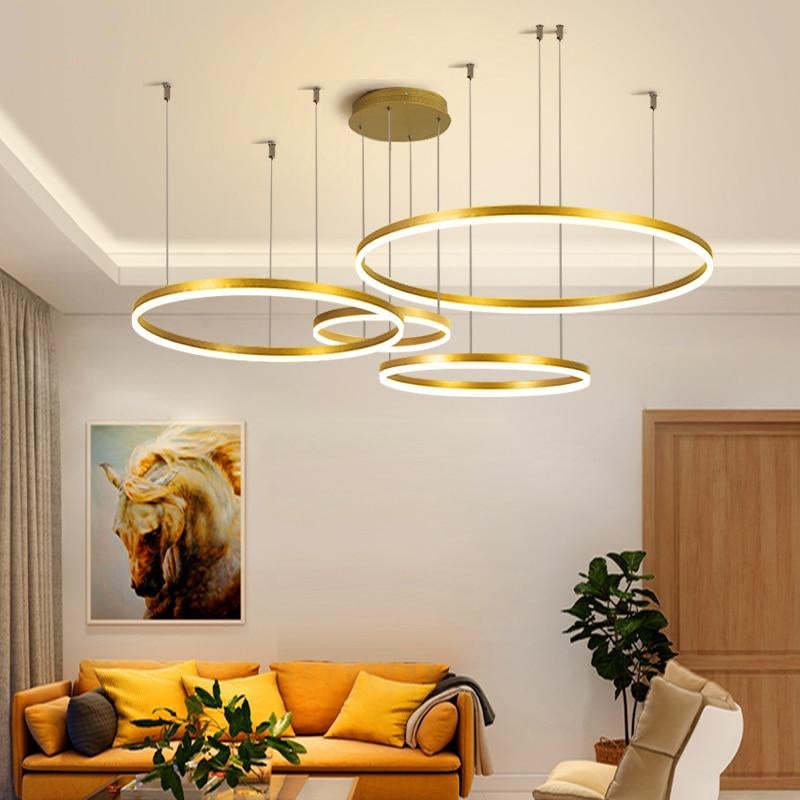 Modern Metal Pendant Light Concentric Rings View 16