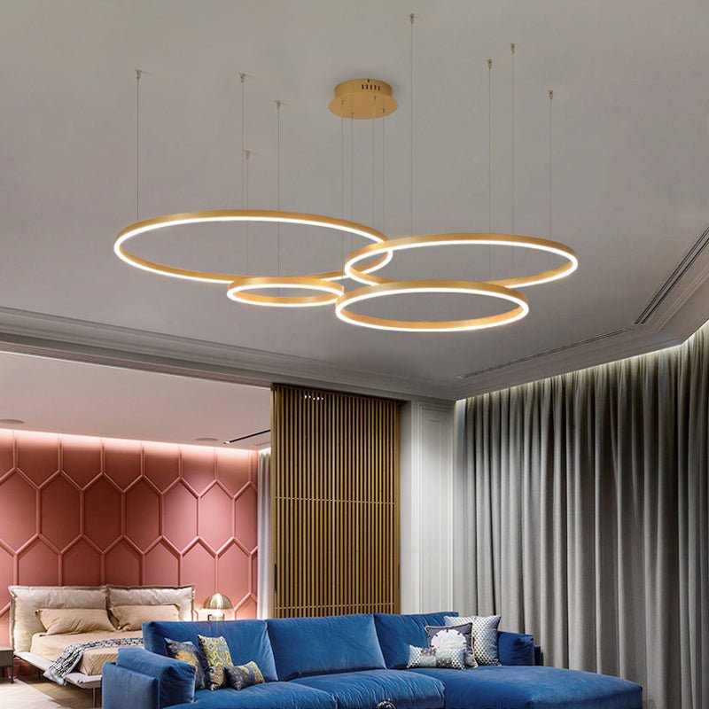 Modern Metal Pendant Light Concentric Rings View 18